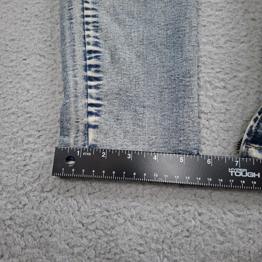KDNK Distress Ripped Stacked Skinny Jeans Mens Size 34 Ankle Zip Grunge Y2K MOTO